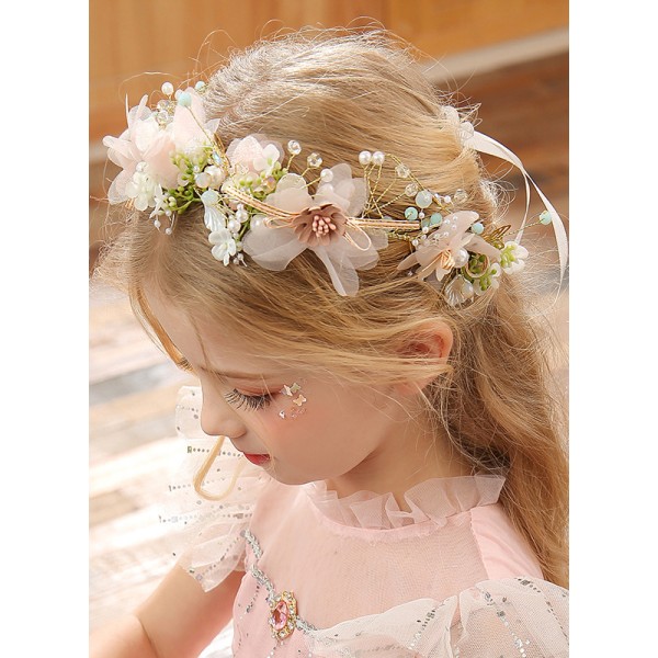 Flower Girl Tulle/Alloy/Sequin/Plastic Tiaras With Lace/Flower/Sequin/Pearl