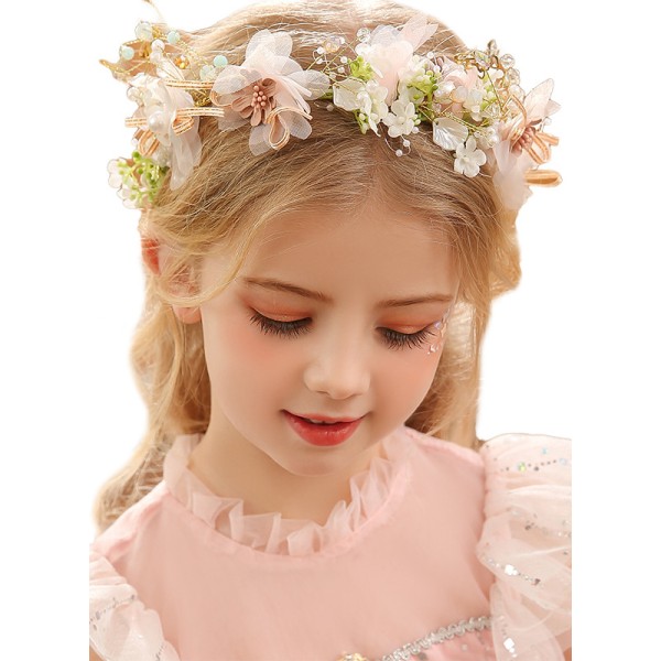 Flower Girl Tulle/Alloy/Sequin/Plastic Tiaras With Lace/Flower/Sequin/Pearl