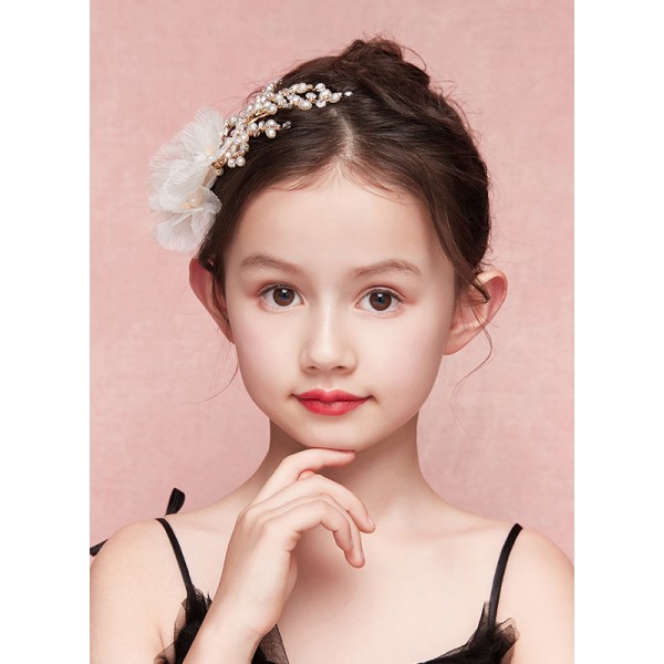 Flower Girl Tulle/Alloy/Imitation Pearls Tiaras With Flower/Pearl/Imitation Rhinestone