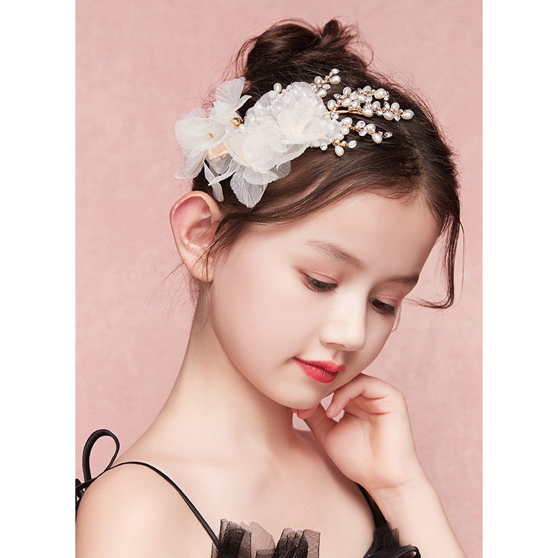 Flower Girl Tulle/Alloy/Imitation Pearls Tiaras With Flower/Pearl/Imitation Rhinestone