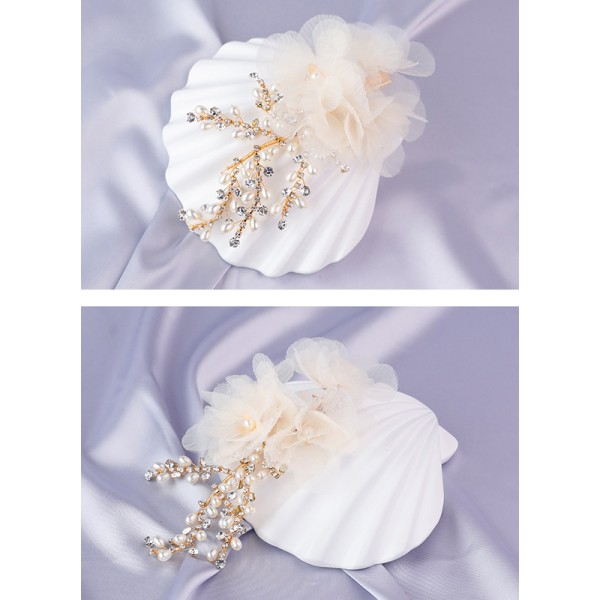 Flower Girl Tulle/Alloy/Imitation Pearls Tiaras With Flower/Pearl/Imitation Rhinestone