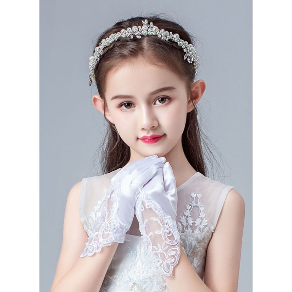 Flower Girl Elastic Satin/Lace With Lace