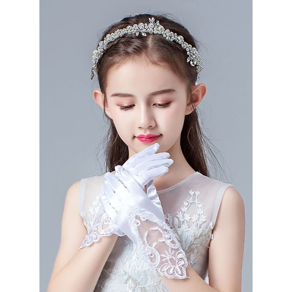 Flower Girl Elastic Satin/Lace With Lace