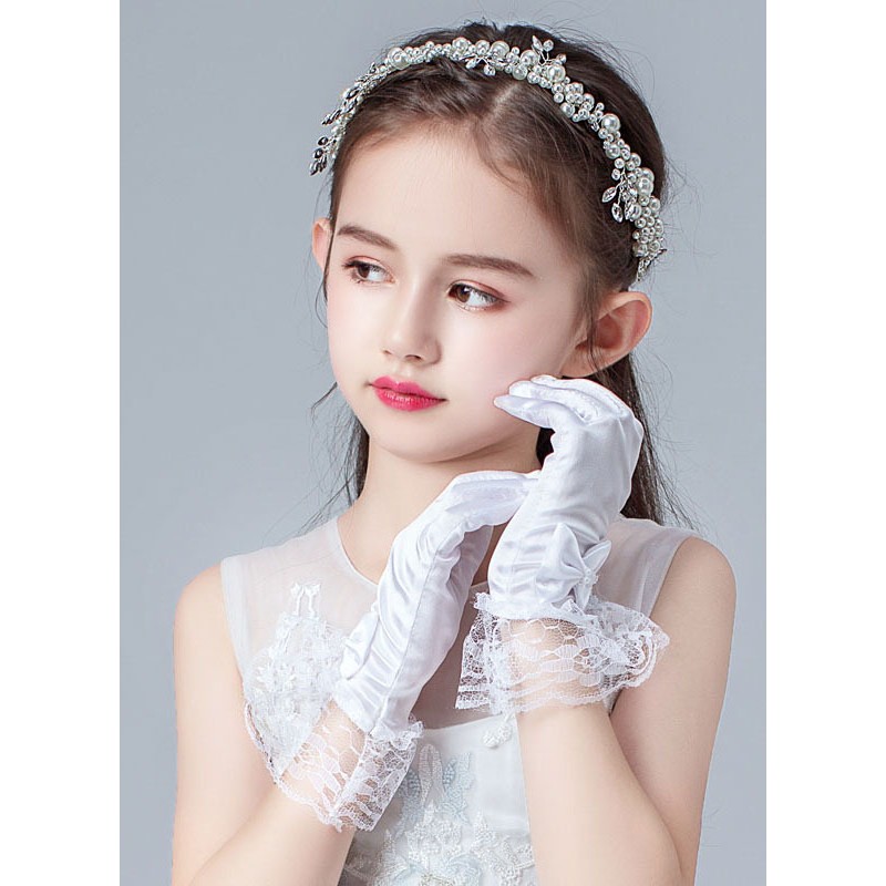 Flower Girl Elastic Satin/Lace With Lace