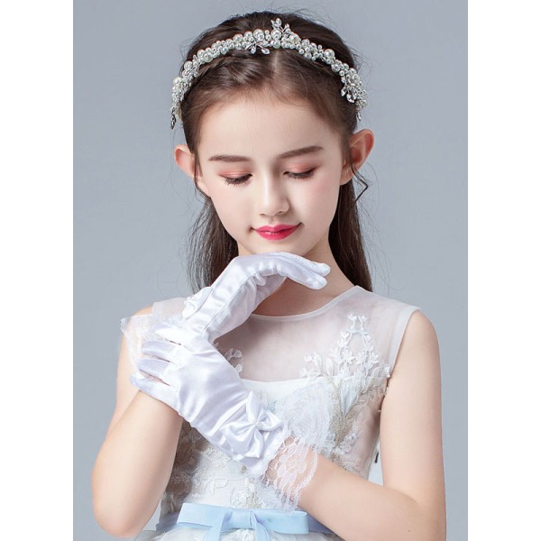 Flower Girl Elastic Satin/Lace With Lace