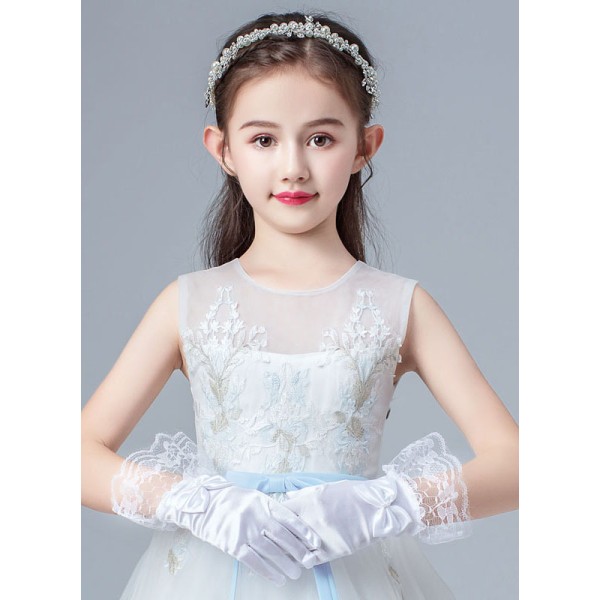 Flower Girl Elastic Satin/Lace With Lace