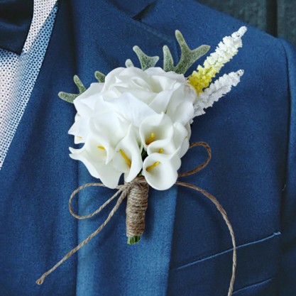 Elegant Free-Form Silk Flower Boutonniere - Boutonniere