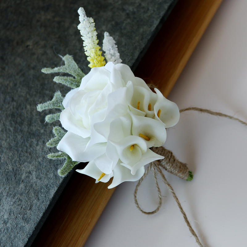 Elegant Free-Form Silk Flower Boutonniere - Boutonniere