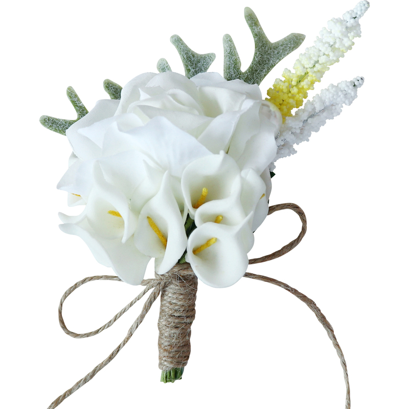 Elegant Free-Form Silk Flower Boutonniere - Boutonniere