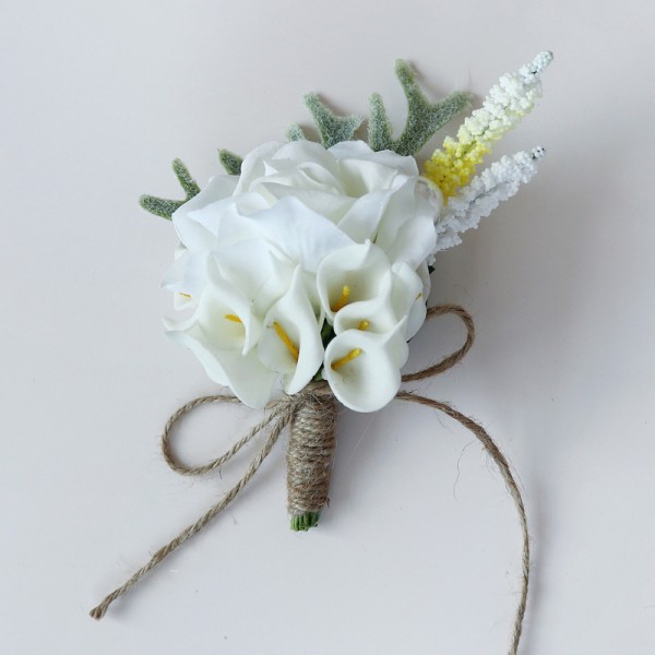 Elegant Free-Form Silk Flower Boutonniere - Boutonniere