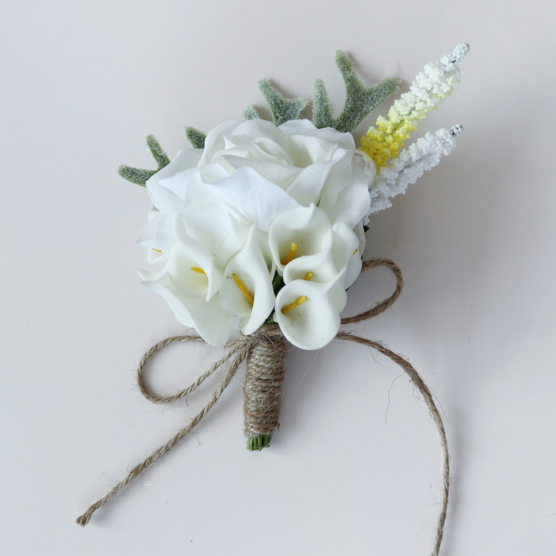 Elegant Free-Form Silk Flower Boutonniere - Boutonniere