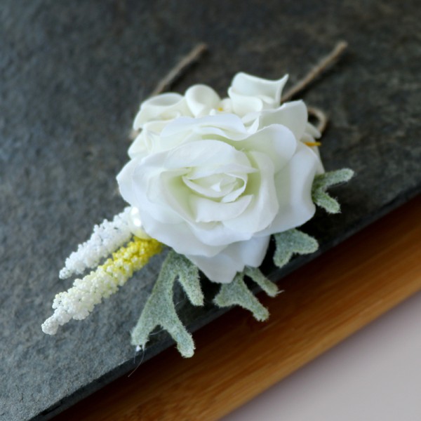 Elegant Free-Form Silk Flower Boutonniere - Boutonniere