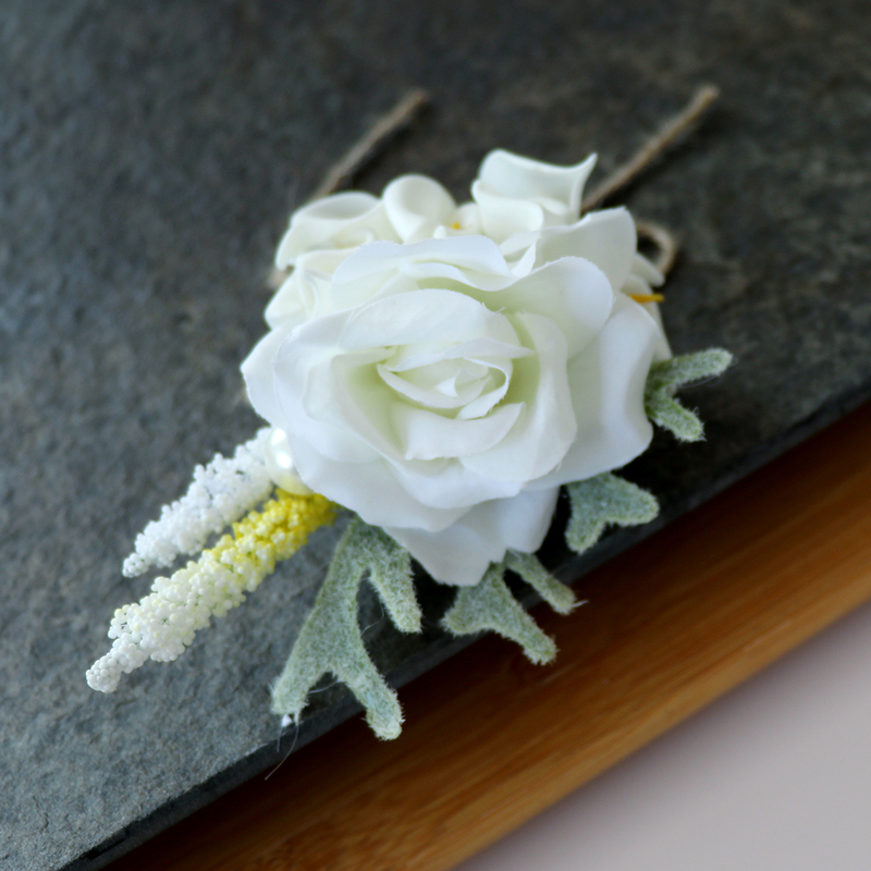 Elegant Free-Form Silk Flower Boutonniere - Boutonniere