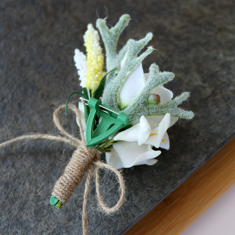 Elegant Free-Form Silk Flower Boutonniere - Boutonniere