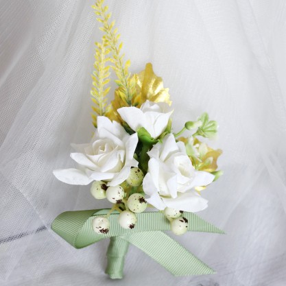 Elegant Free-Form Silk Flower Boutonniere - Boutonniere