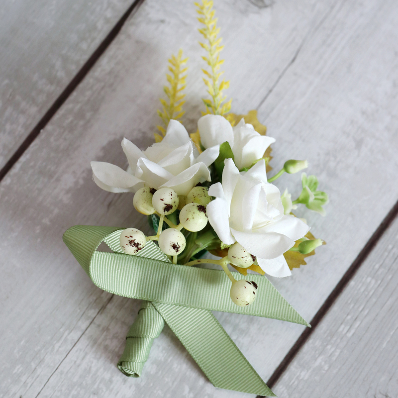 Elegant Free-Form Silk Flower Boutonniere - Boutonniere