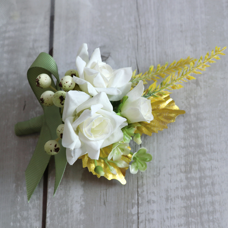 Elegant Free-Form Silk Flower Boutonniere - Boutonniere