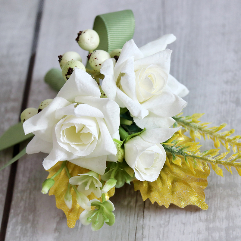 Elegant Free-Form Silk Flower Boutonniere - Boutonniere