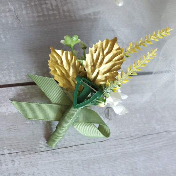 Elegant Free-Form Silk Flower Boutonniere - Boutonniere