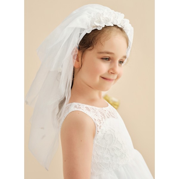 Flower Girl Polyester/Lace Tiaras With Applique/Pearl/Petals