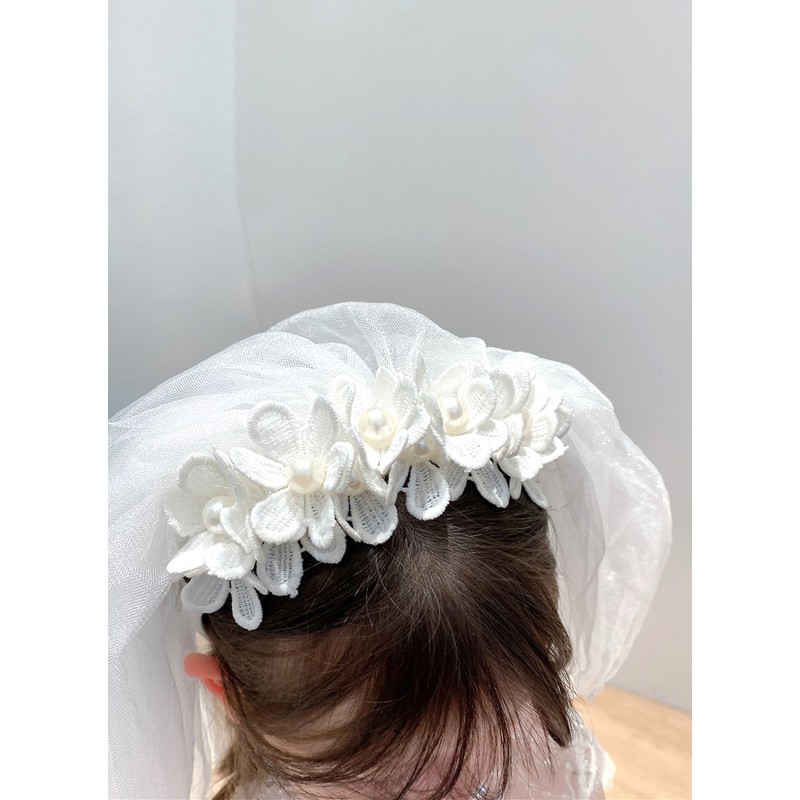 Flower Girl Polyester/Lace Tiaras With Applique/Pearl/Petals