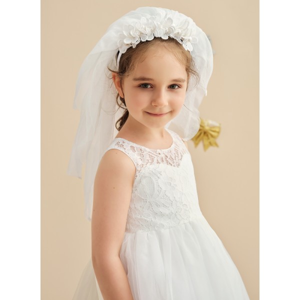 Flower Girl Polyester/Lace Tiaras With Applique/Pearl/Petals