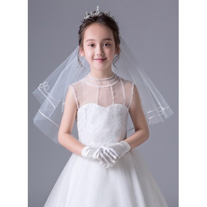 Flower Girl Tulle Veils With Ribbon