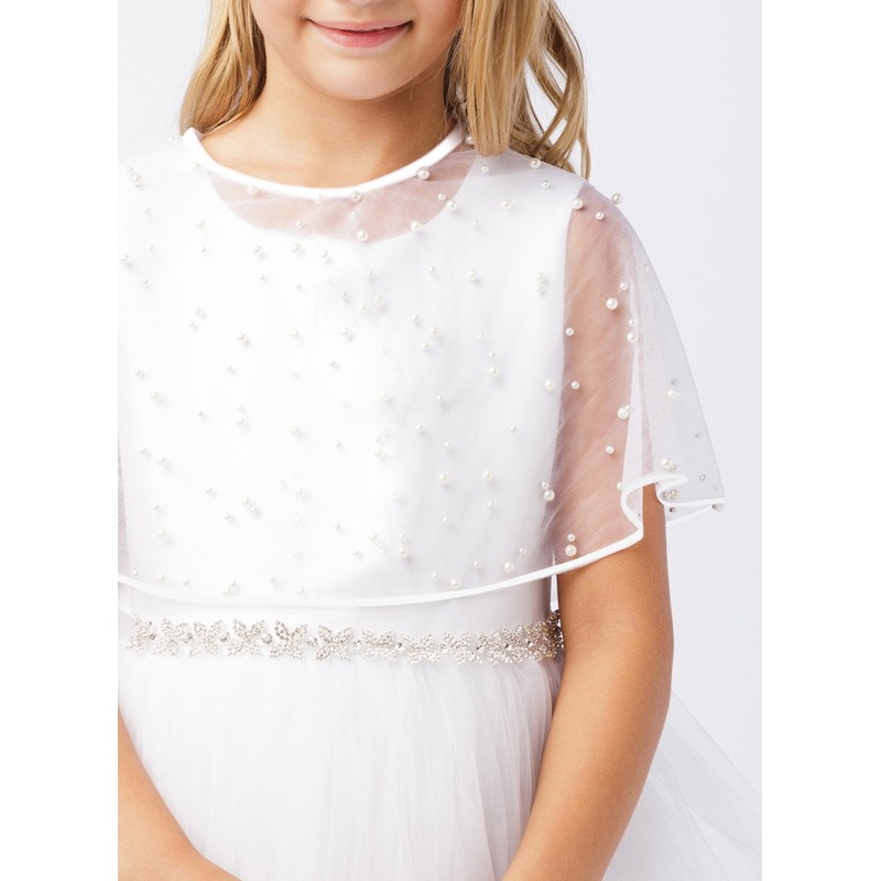 Flower Girl Tulle/Imitation Pearls Wraps With Beading