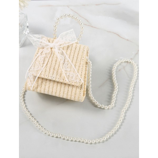 Flower Girl Polyester/Imitation Pearls Handbag With Ribbon/Faux Pearl