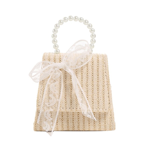 Flower Girl Polyester/Imitation Pearls Handbag With Ribbon/Faux Pearl