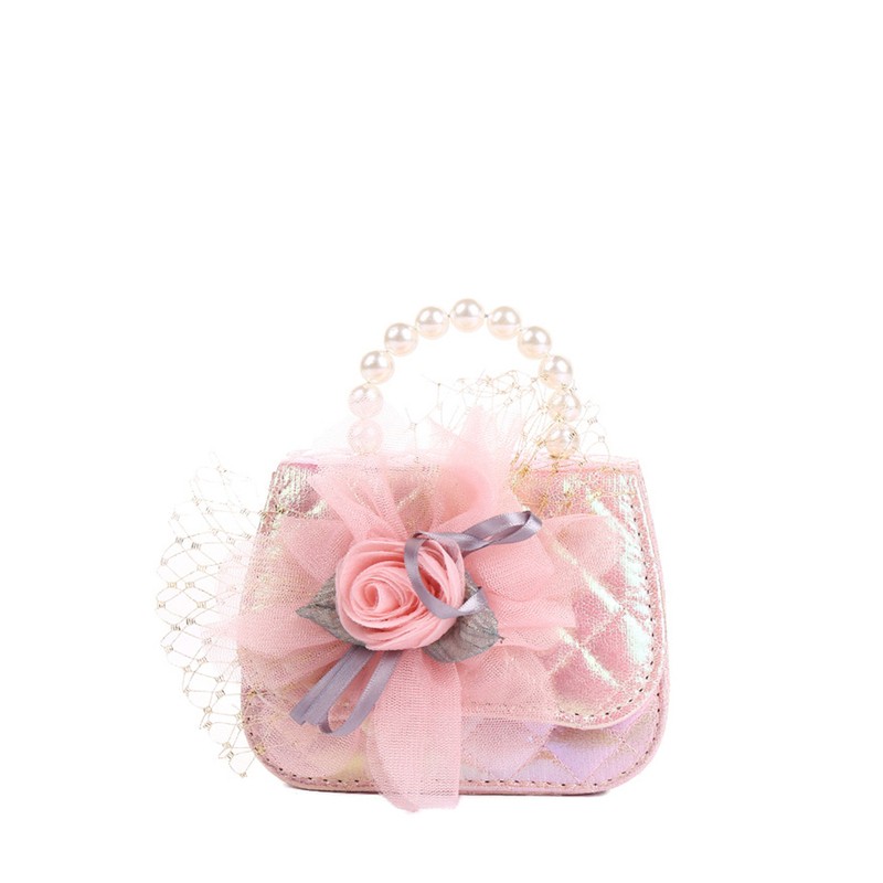 Flower Girl Polyester/PU/Imitation Pearls Handbag With Imitation Pearls/Flower/Ribbon