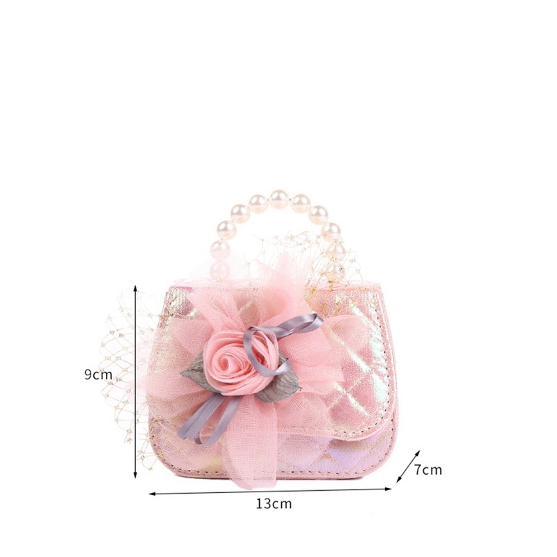 Flower Girl Polyester/PU/Imitation Pearls Handbag With Imitation Pearls/Flower/Ribbon