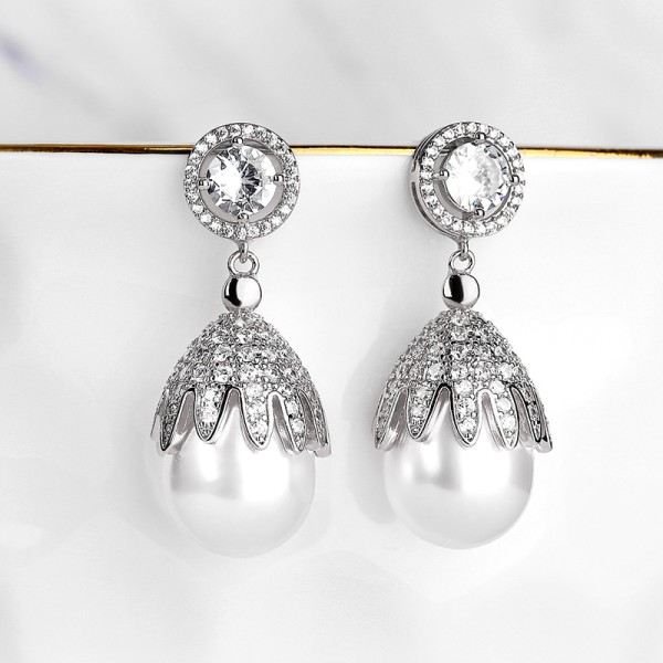 Ladies'/Couples' Elegant/Beautiful/Fashionable/Classic/Simple Alloy With Oval Pearl Earrings