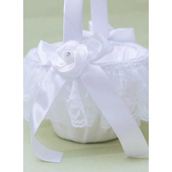 Flower Girl Silk/Lace Flower Basket With Lace