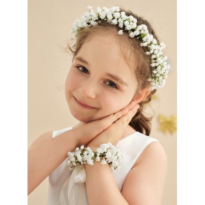 Flower Girl PU/Plastic Tiaras/Wristband With Ribbons (Set of 2 pieces)