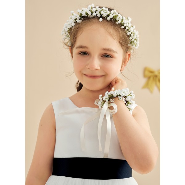 Flower Girl PU/Plastic Tiaras/Wristband With Ribbons (Set of 2 pieces)