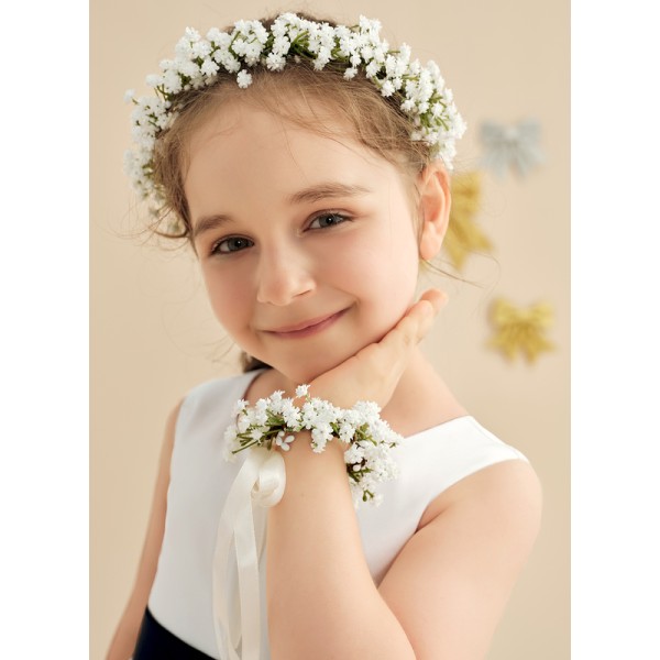 Flower Girl PU/Plastic Tiaras/Wristband With Ribbons (Set of 2 pieces)