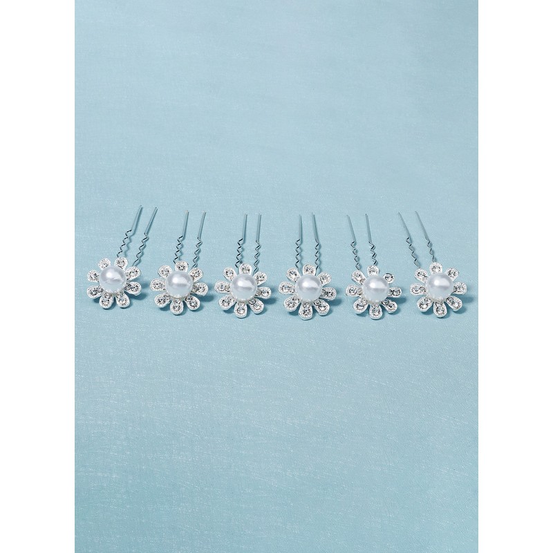 Flower Girl Alloy/Imitation Pearls Tiaras With Crystal/Faux Pearl (Set of 6)