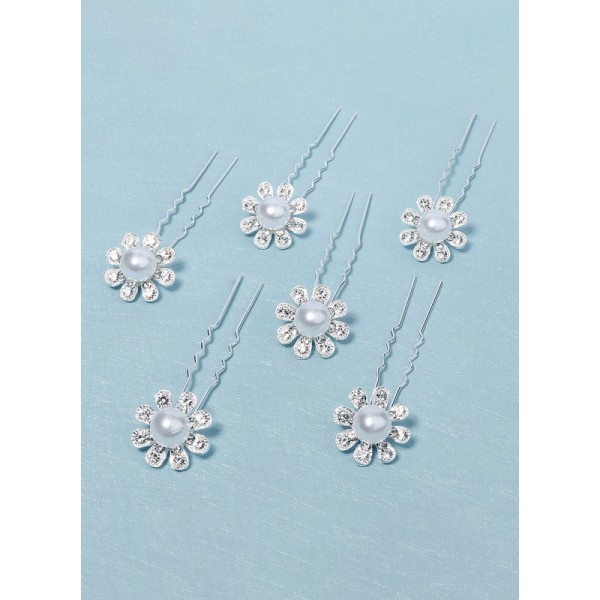 Flower Girl Alloy/Imitation Pearls Tiaras With Crystal/Faux Pearl (Set of 6)