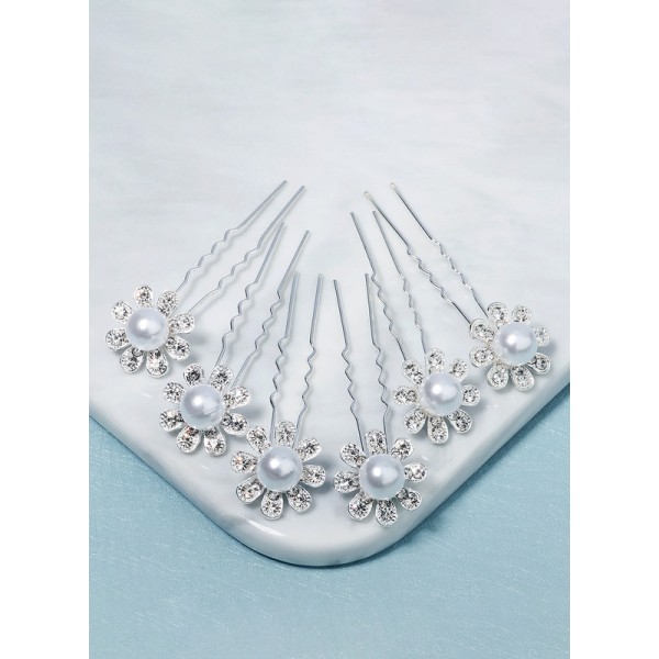 Flower Girl Alloy/Imitation Pearls Tiaras With Crystal/Faux Pearl (Set of 6)