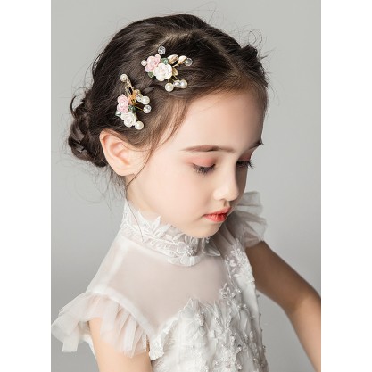 Flower Girl Polyester/Alloy/Imitation Pearls/Artificial Flower Tiaras With Flower/Sequin/Pearl (Set of 3 pieces)