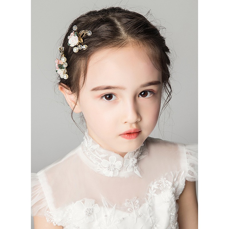 Flower Girl Polyester/Alloy/Imitation Pearls/Artificial Flower Tiaras With Flower/Sequin/Pearl (Set of 3 pieces)