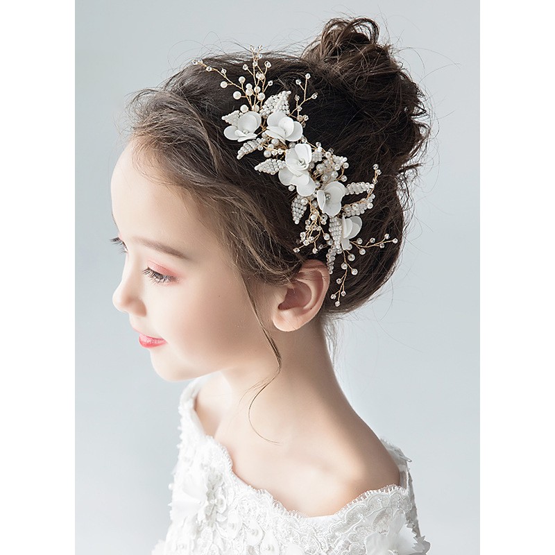 Flower Girl Polyester/Alloy/Imitation Pearls/Chiffon Tiaras With Lace/Sequin/Faux Pearl (Sold in a single piece)