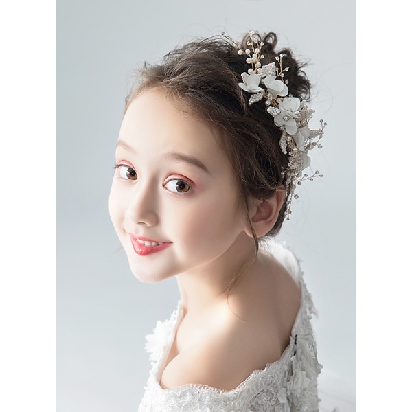 Flower Girl Polyester/Alloy/Imitation Pearls/Chiffon Tiaras With Lace/Sequin/Faux Pearl (Sold in a single piece)