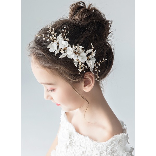 Flower Girl Polyester/Alloy/Imitation Pearls/Chiffon Tiaras With Lace/Sequin/Faux Pearl (Sold in a single piece)