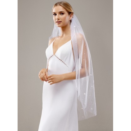 One-tier Cut Edge Waltz Bridal Veils With Sequin