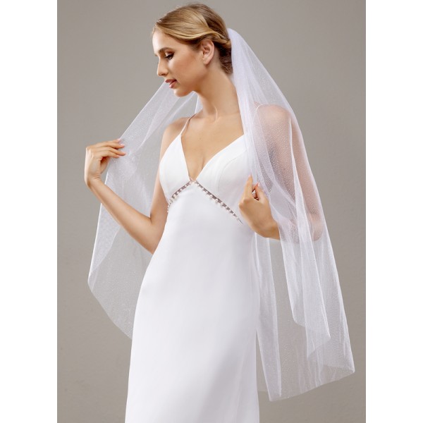 One-tier Cut Edge Waltz Bridal Veils With Sequin