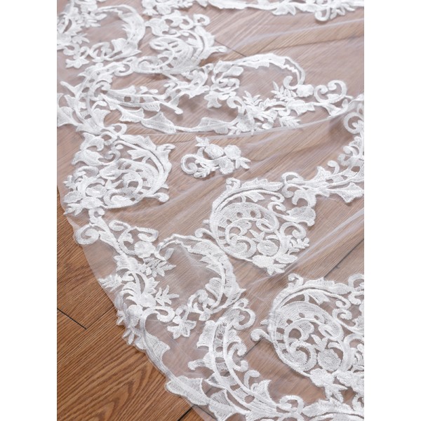 One-tier Lace Applique Edge Cathedral Bridal Veils With Sequin/Lace