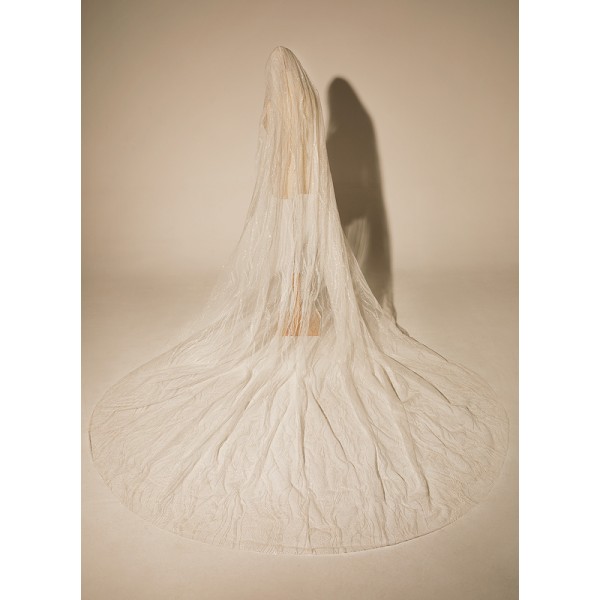 One-tier Cut Edge Cathedral Bridal Veils With Sequin