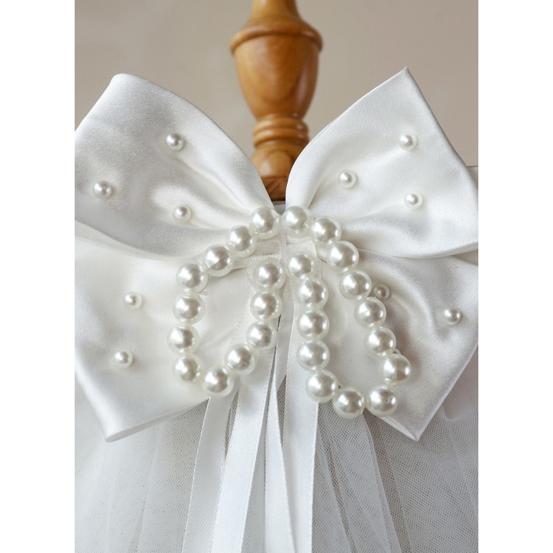 Flower Girl Tulle/Satin/Imitation Pearls/Lace Veils With Faux Pearl